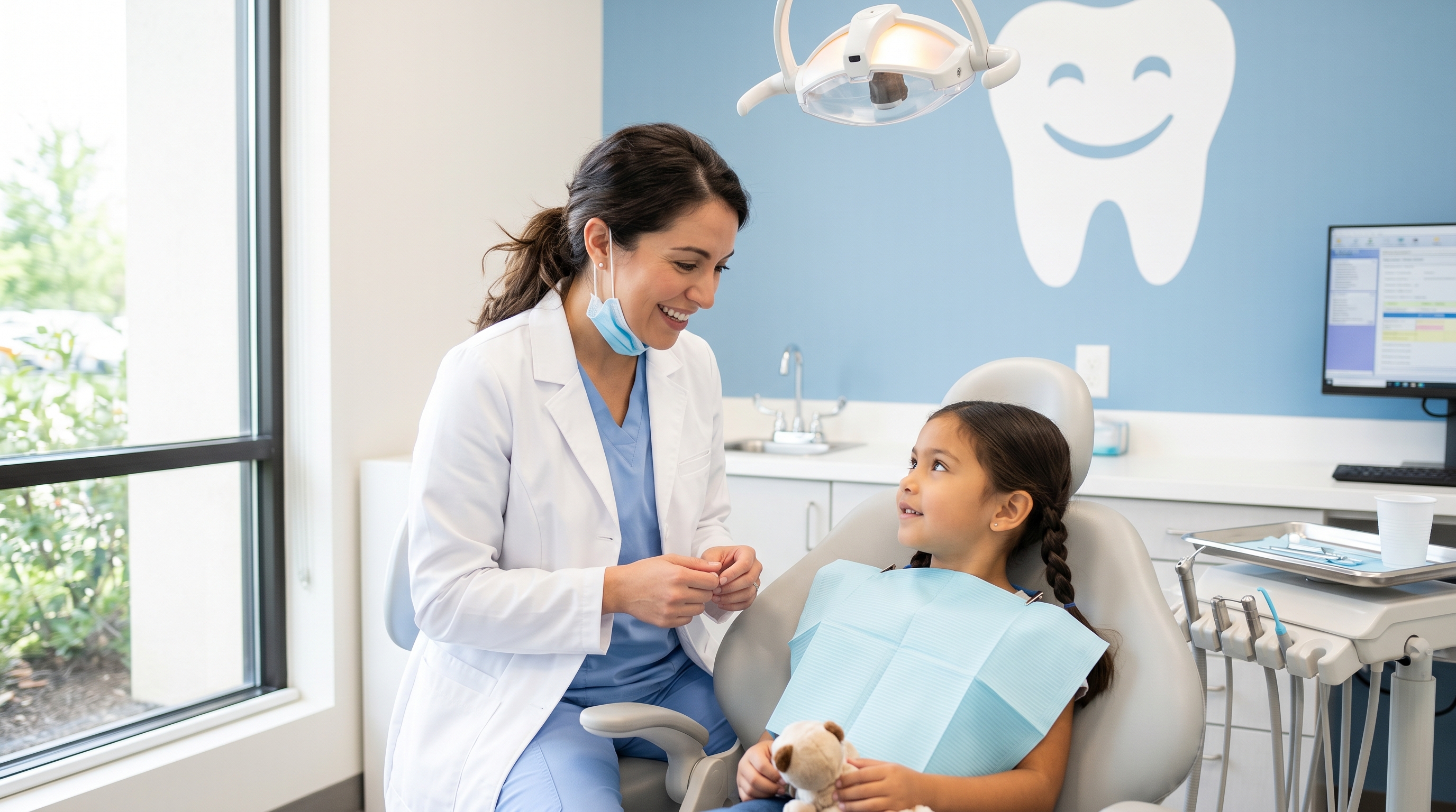 Dr. Anna Simon with a young patient