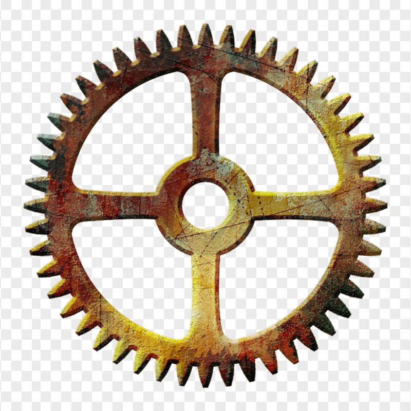 Rusty brass cogwheel with steampunk texture