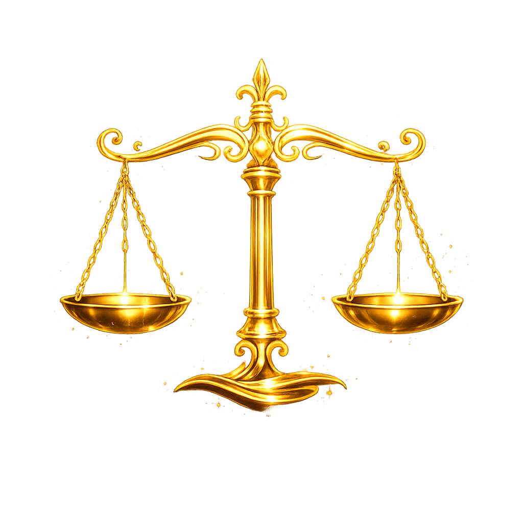 Golden scales of justice symbolising balanced and authoritative legal representation